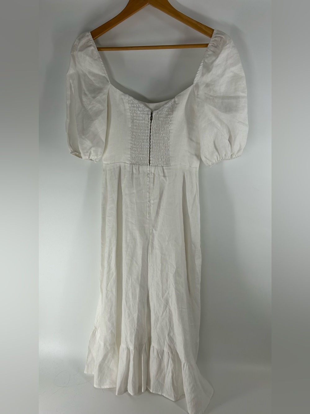 Reformation Linen Ivory Puff-Sleeve Midi Dress - Picture 3 of 5